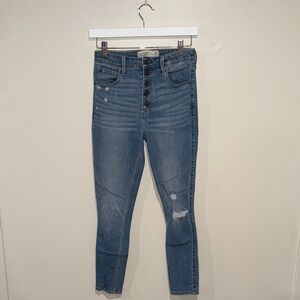 Abercrombie & Fitch Distressed Blue Ankle Jeans